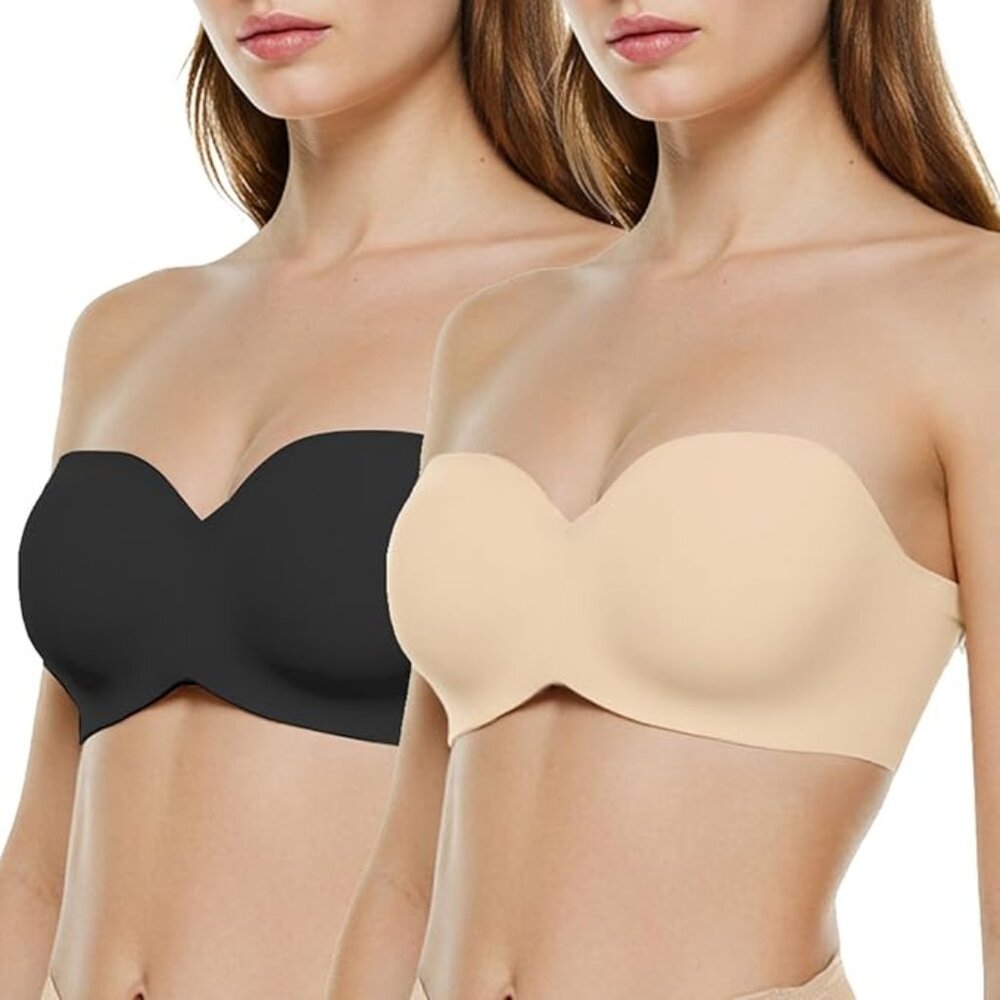 Popilush Push Up Strapless Convertible Bra Full Coverage 2-Pack 38D